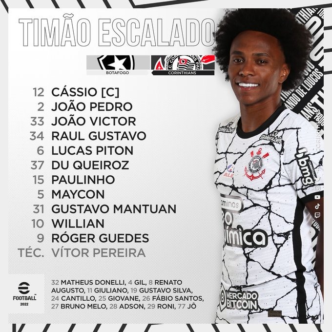 Corinthians está escalado com novidades para enfrentar o Botafogo