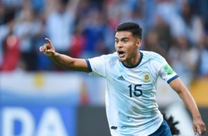 Fausto Vera comemora gol pela seleção argentina Sub-20